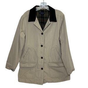 Lands' End Women's Tan Brown Cotton Canvas Barn Chore Jacket Coat Large 14-16